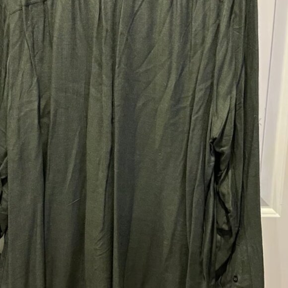 NWT olive brushed rayon long-sleeve button down‎ - Picture 3 of 3